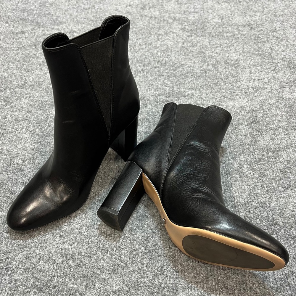Tony Bianco Ankle Boots Women Size 6 Black Leather Block Heel Chelsea Booties